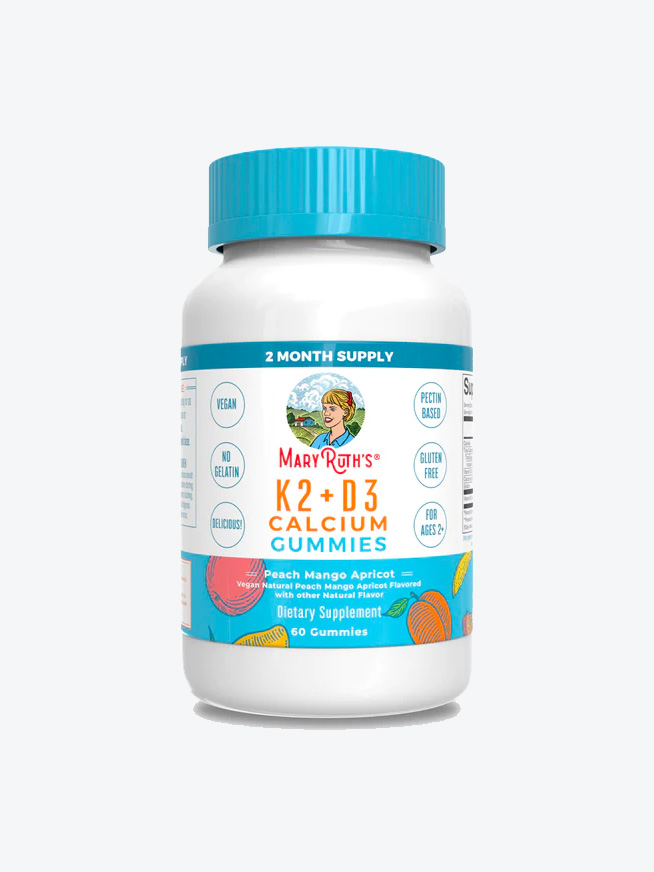A bottle of MaryRuth Organics calcium gummies.