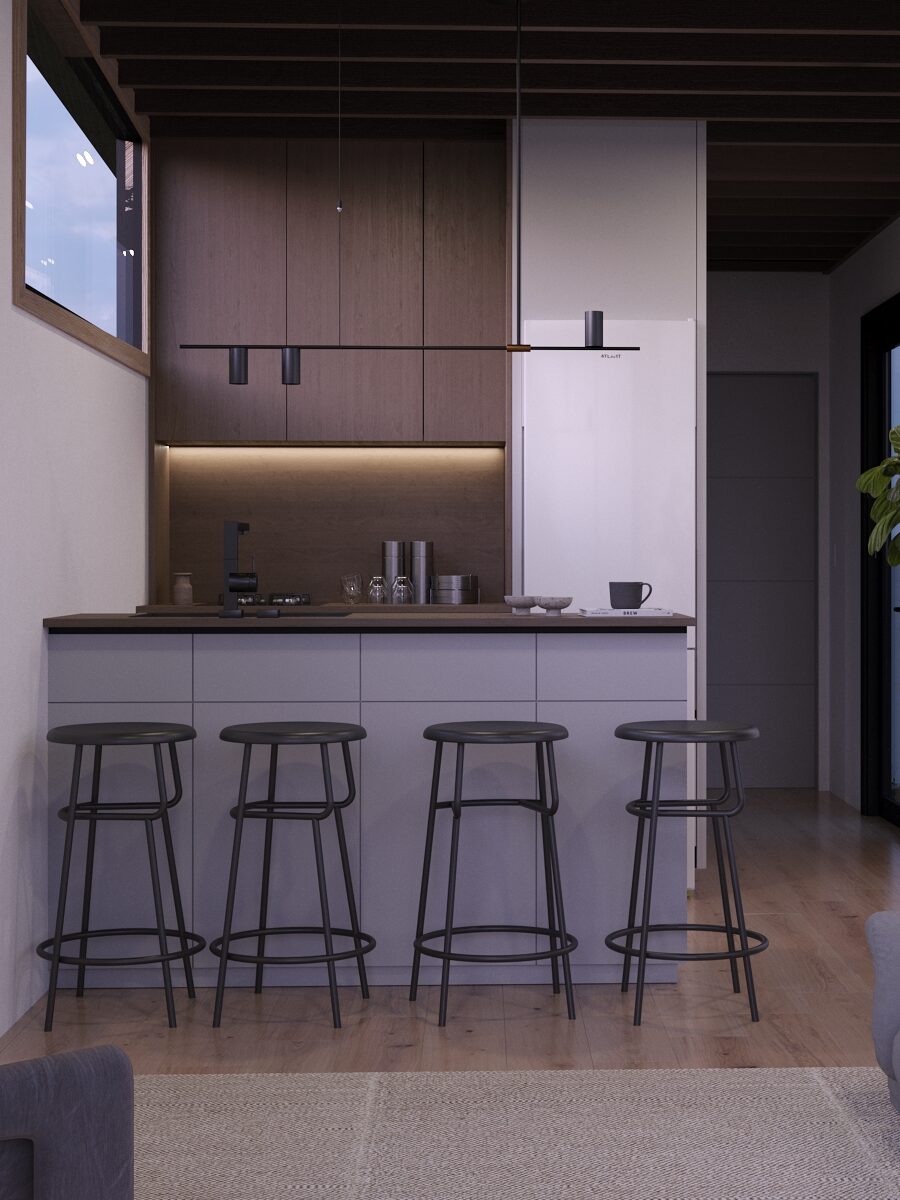 The interior of a Wheelhaus tiny home. 