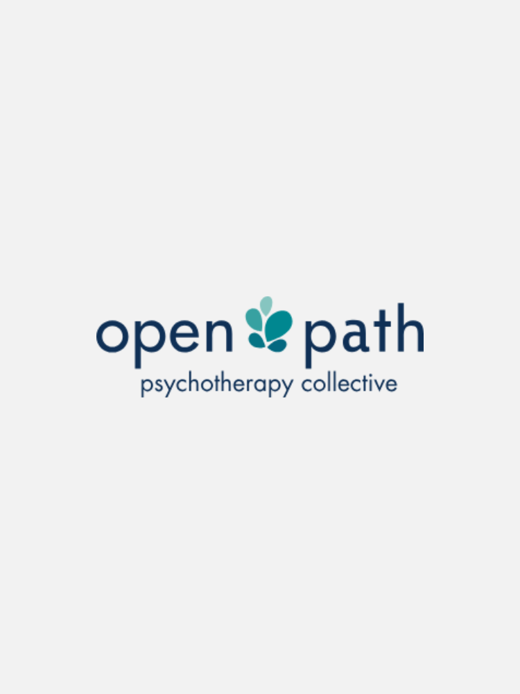 Logo of Open Path Psychotherapy Collective with a teal abstract symbol and navy text on a white background.